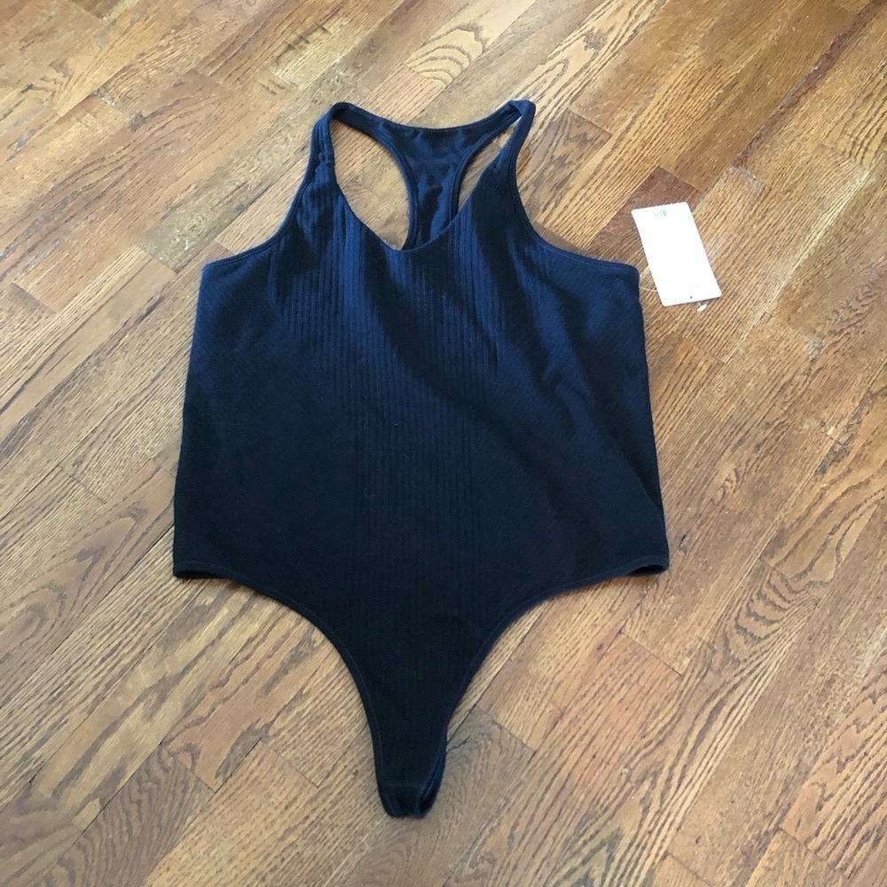 Black Ribbed Bodysuit